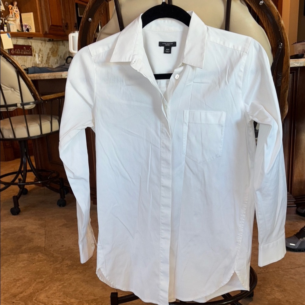 Ann Taylor White Classic Button Down Shirt